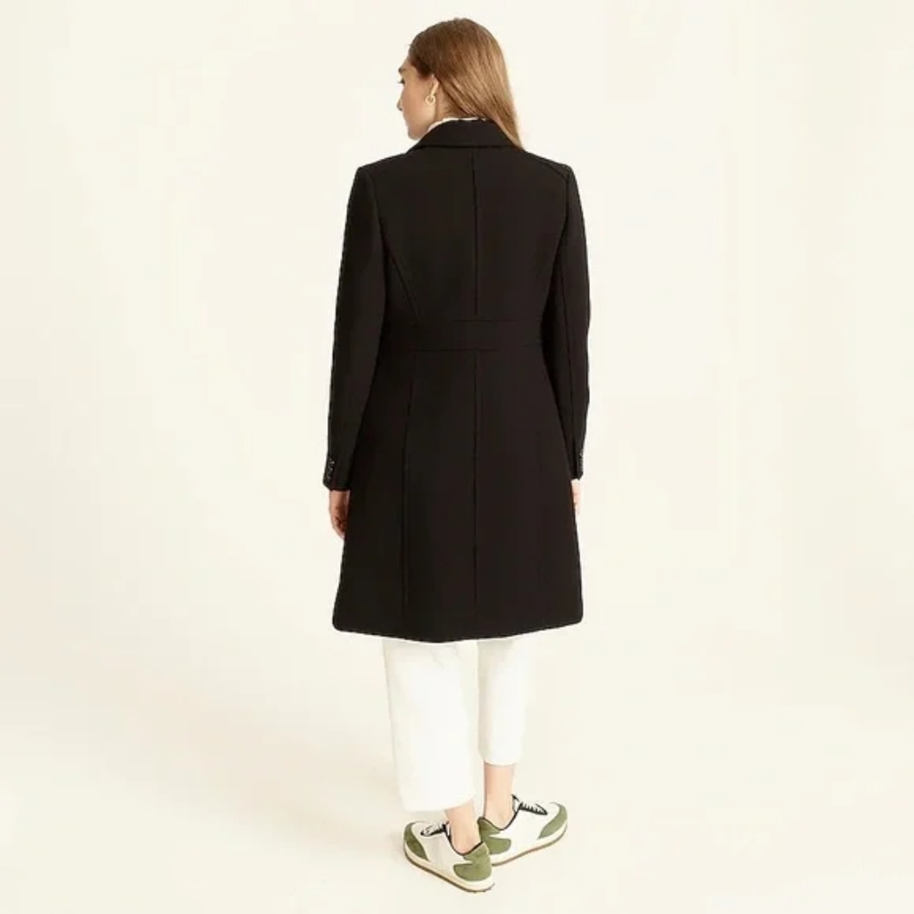 J.Crew Classic Black Lady Day Coat Italian Double Cloth Wool Thinsulate 0 49622 - Picture 3 of 11
